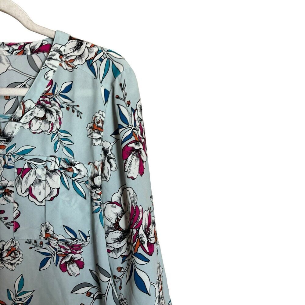 Maurices Tunic Top Womens Medium Multicolor Floral Print Popover V Neck Blouse - Picture 3 of 9